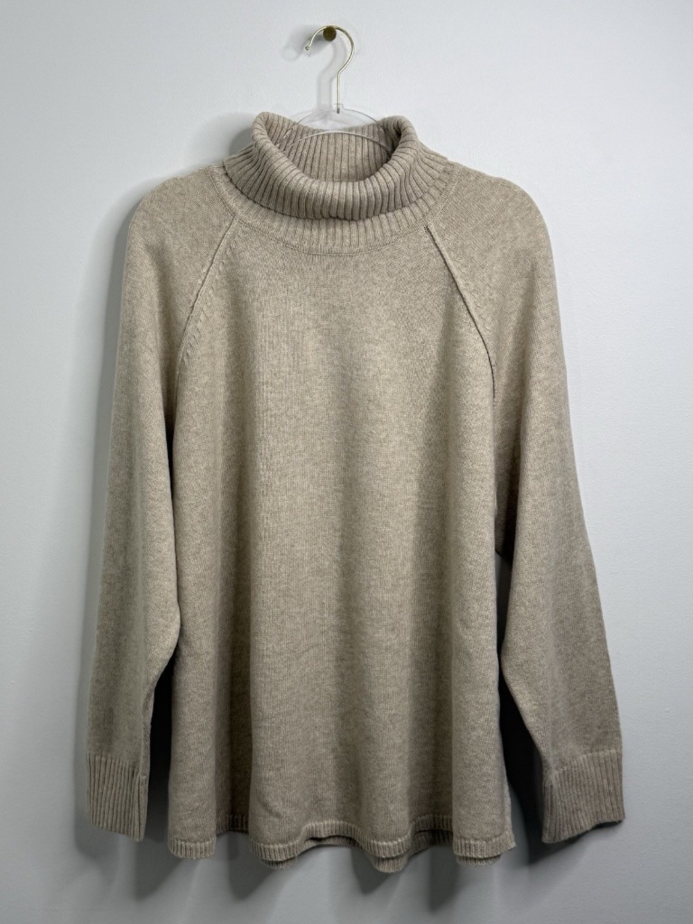 J.Jill Beige Turtleneck Sweater Sz 4X Cotton Wool Blend Cozy Casual Knit Top NWT